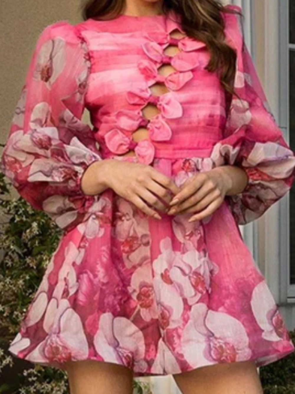 L'ATISTE Bright Pink Textured Dress